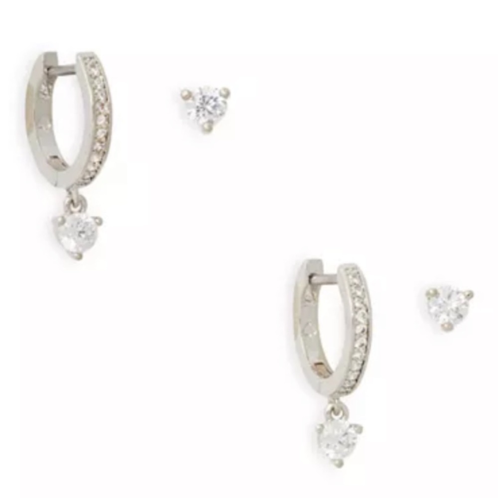 NWT ♠️ Kate Spade Crystal Stud & Huggie Hoop Earrings